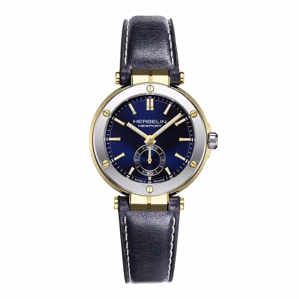 Montre Herbelin Newport Elegance, cadran bleu 35mm, cuir bleu