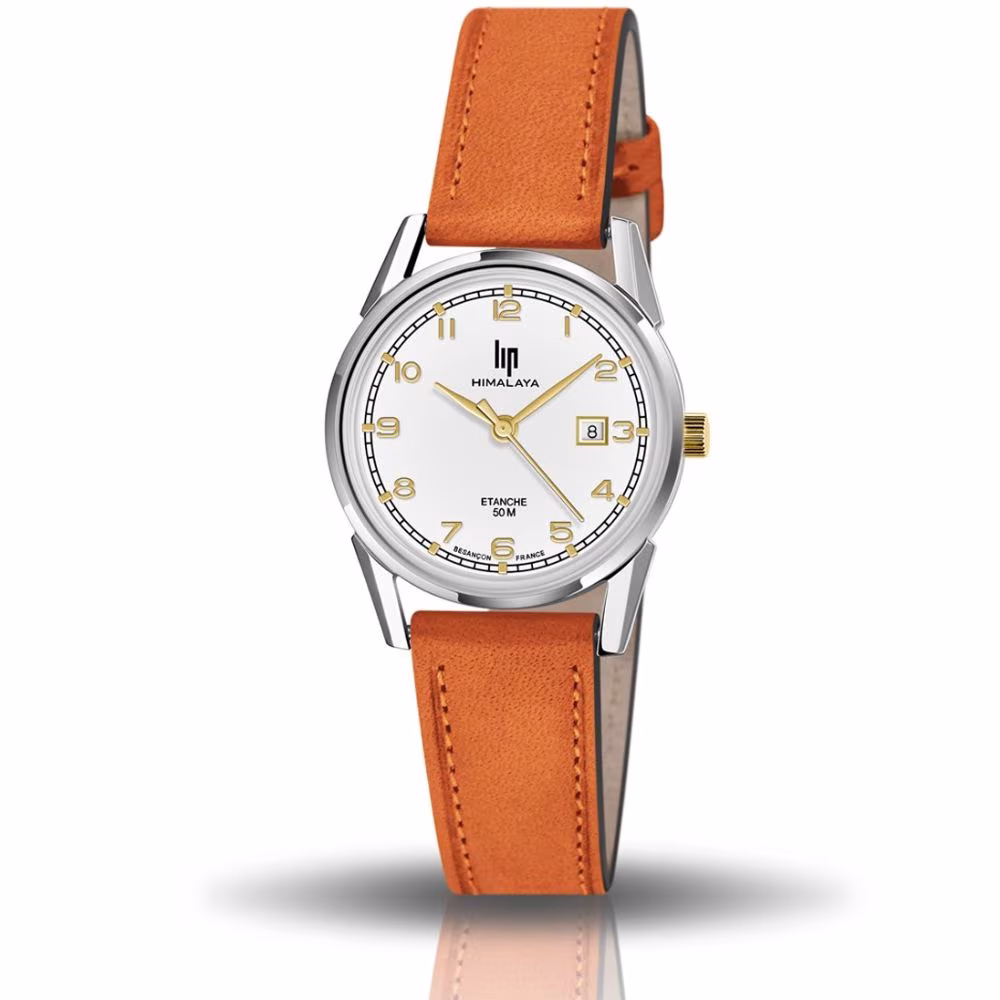 Montre femme Lip Himalaya 29mm, bracelet orange