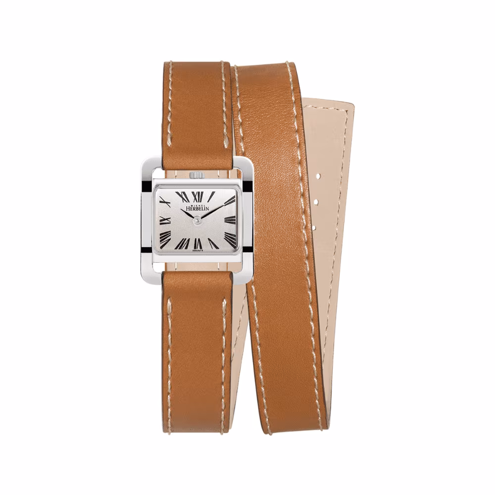 Montre femme Herbelin V Avenue, bracelet double tour marron