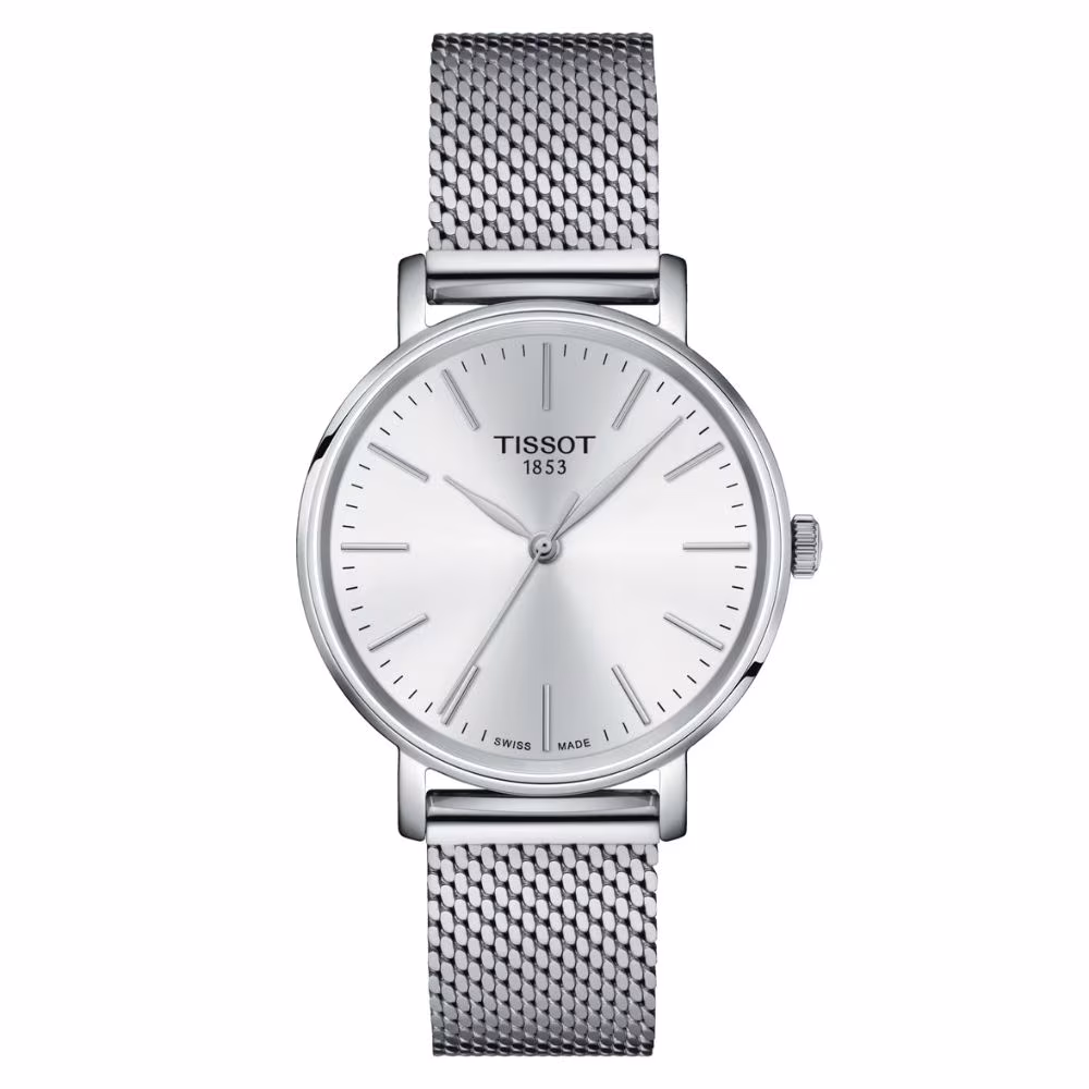 Montre Tissot Everytime femme, cadran gris, acier milanais