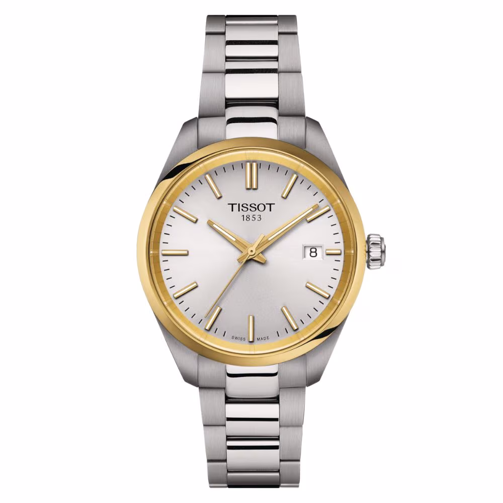 Montre Tissot PR100, boitier bicolore 34mm, bracelet acier