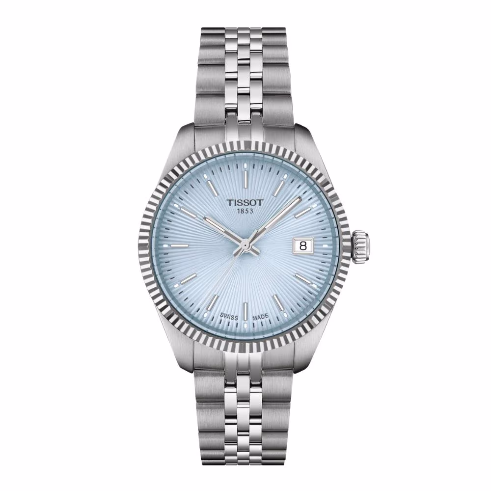 Montre femme Tissot Ballade, 34mm, cadran bleu glacier, acier