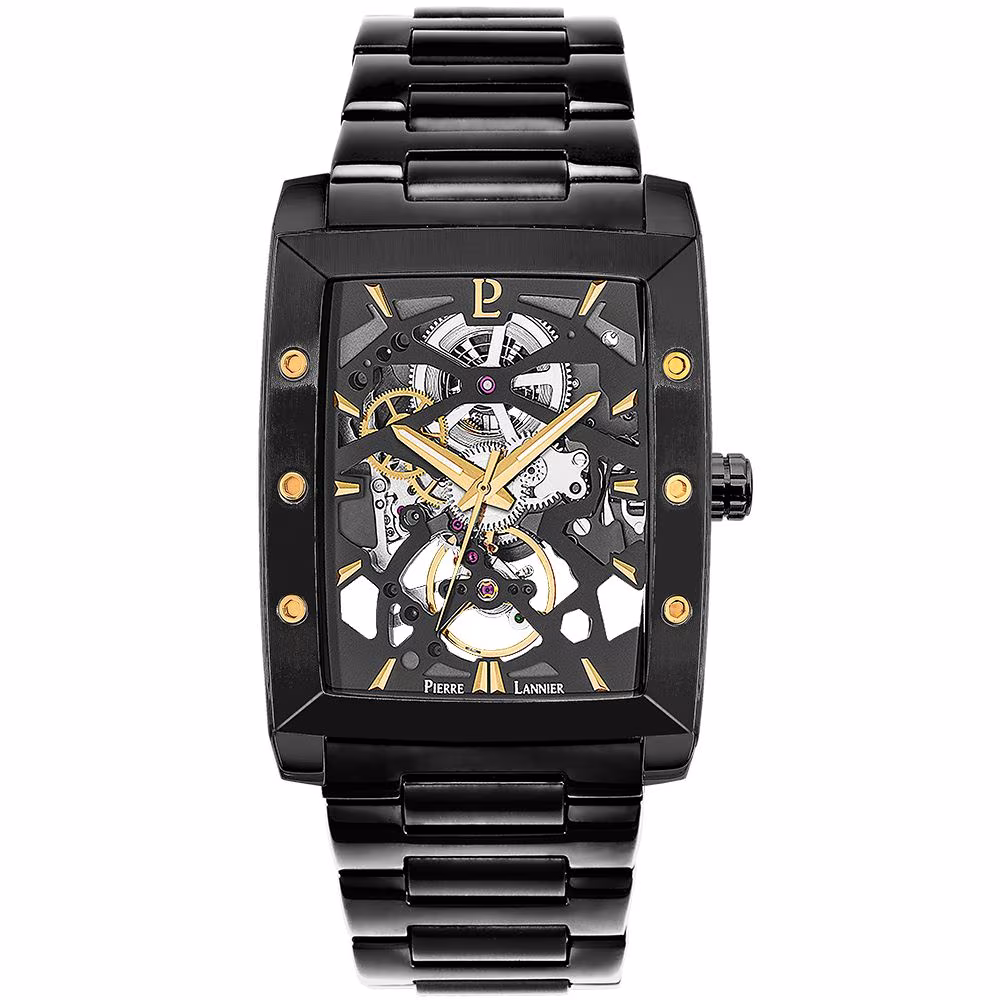 Montre automatique Pierre Lannier Hector, noire, squelette