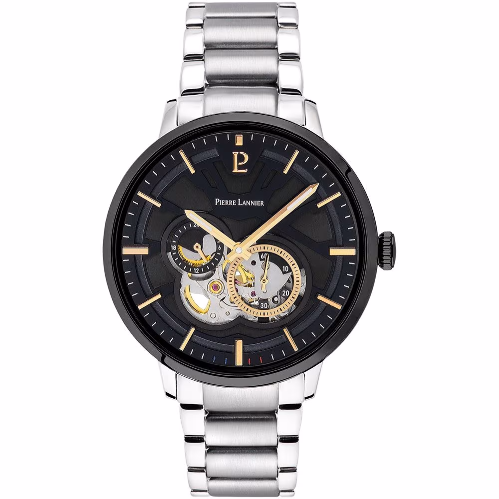 Montre Trio Cadran Noir Bracelet Acier