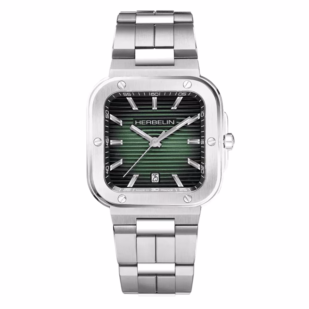 Montre homme Herbelin Cap Camarat Square, acier, cadran vert