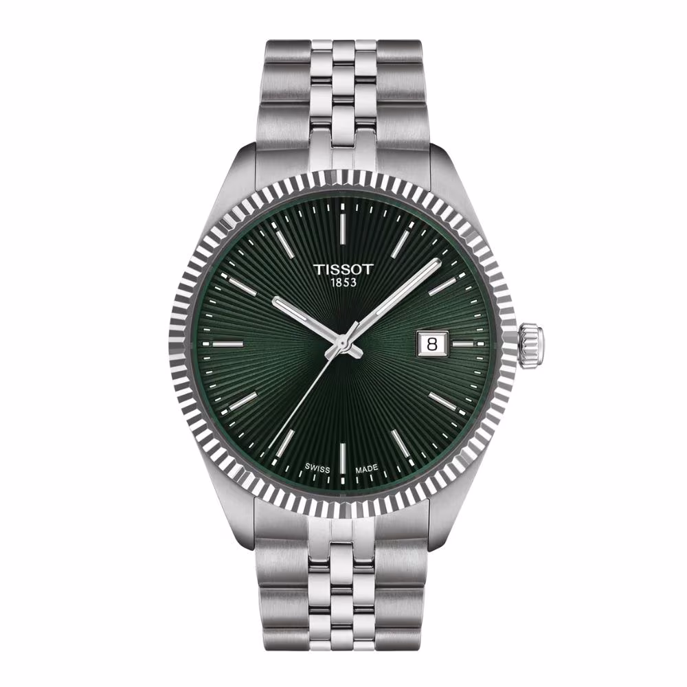 Montre Tissot Ballade homme, 40mm, cadran vert soleillé, acier