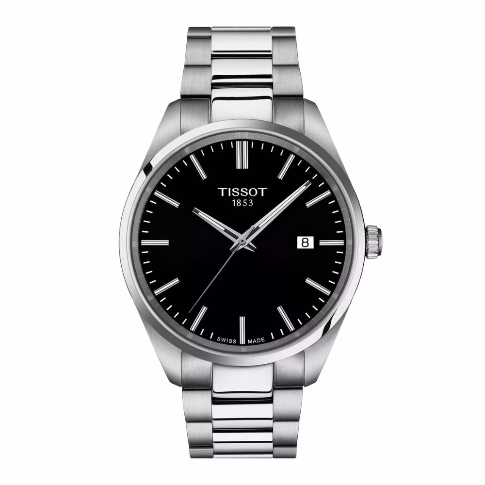 Montre homme Tissot PR100, acier, cadran noir 40mm