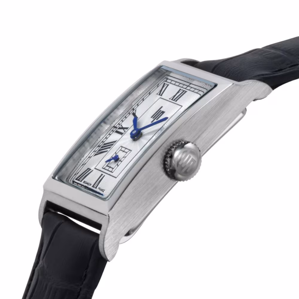 Montre Lip Churchill T18, cadran gris, aiguilles bleues, bracelet noir – Image 5