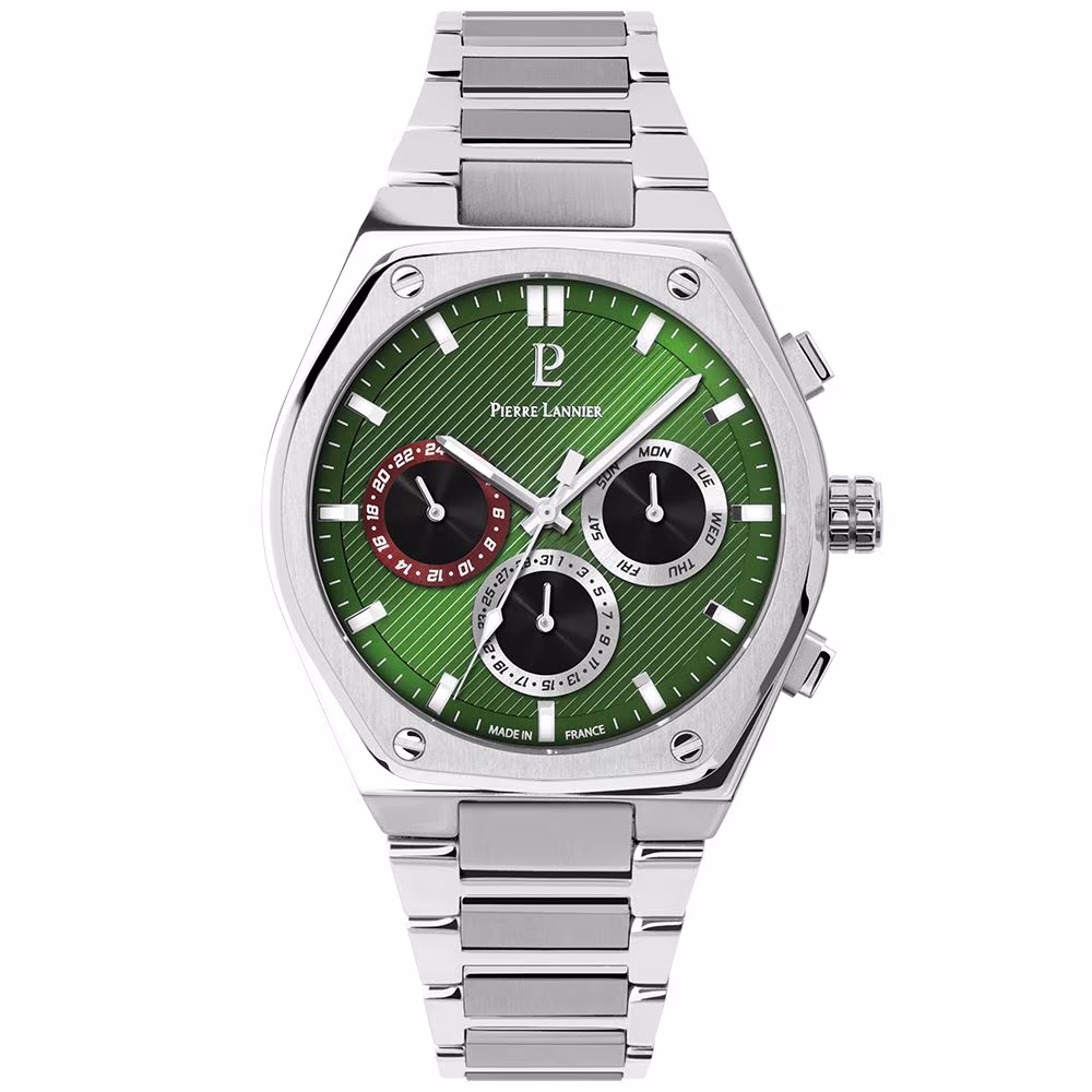 Montre Pierre Lannier Copilote , acier, cadran vert pour homme – Image 2
