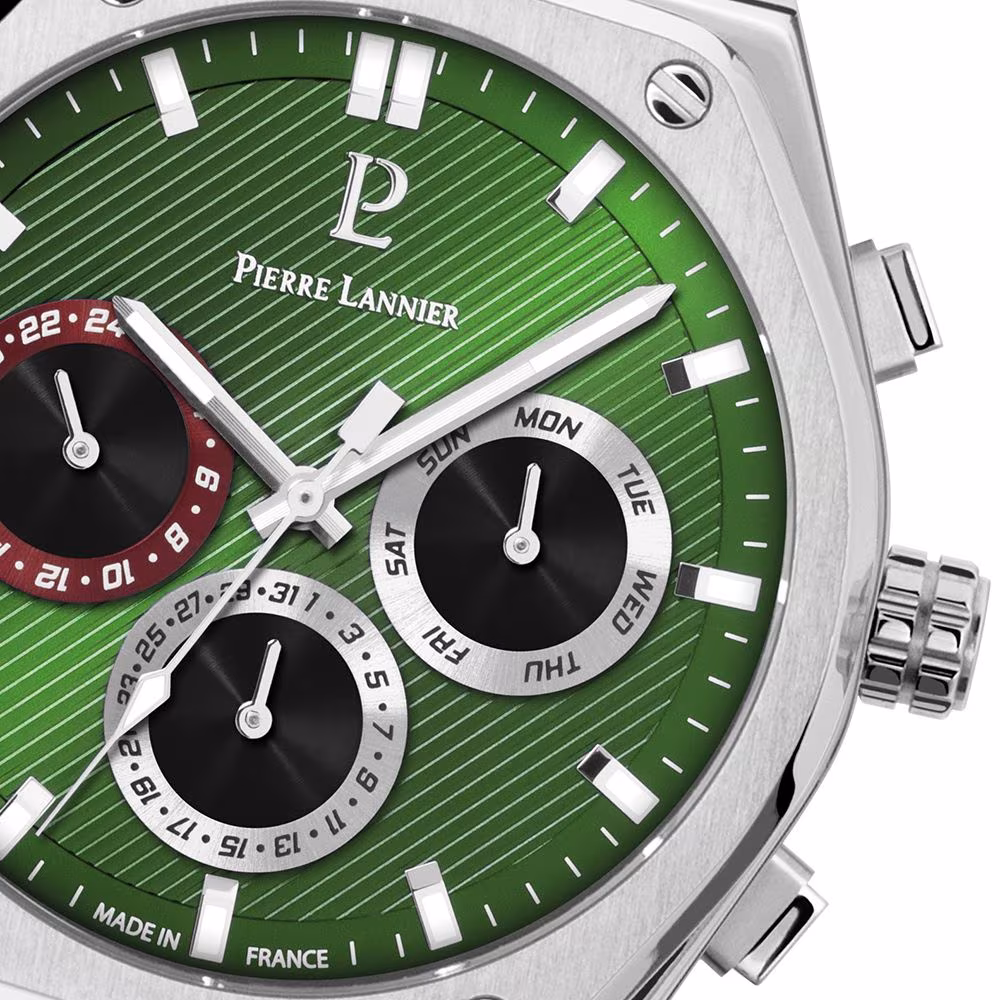 Montre Pierre Lannier Copilote , acier, cadran vert pour homme – Image 3