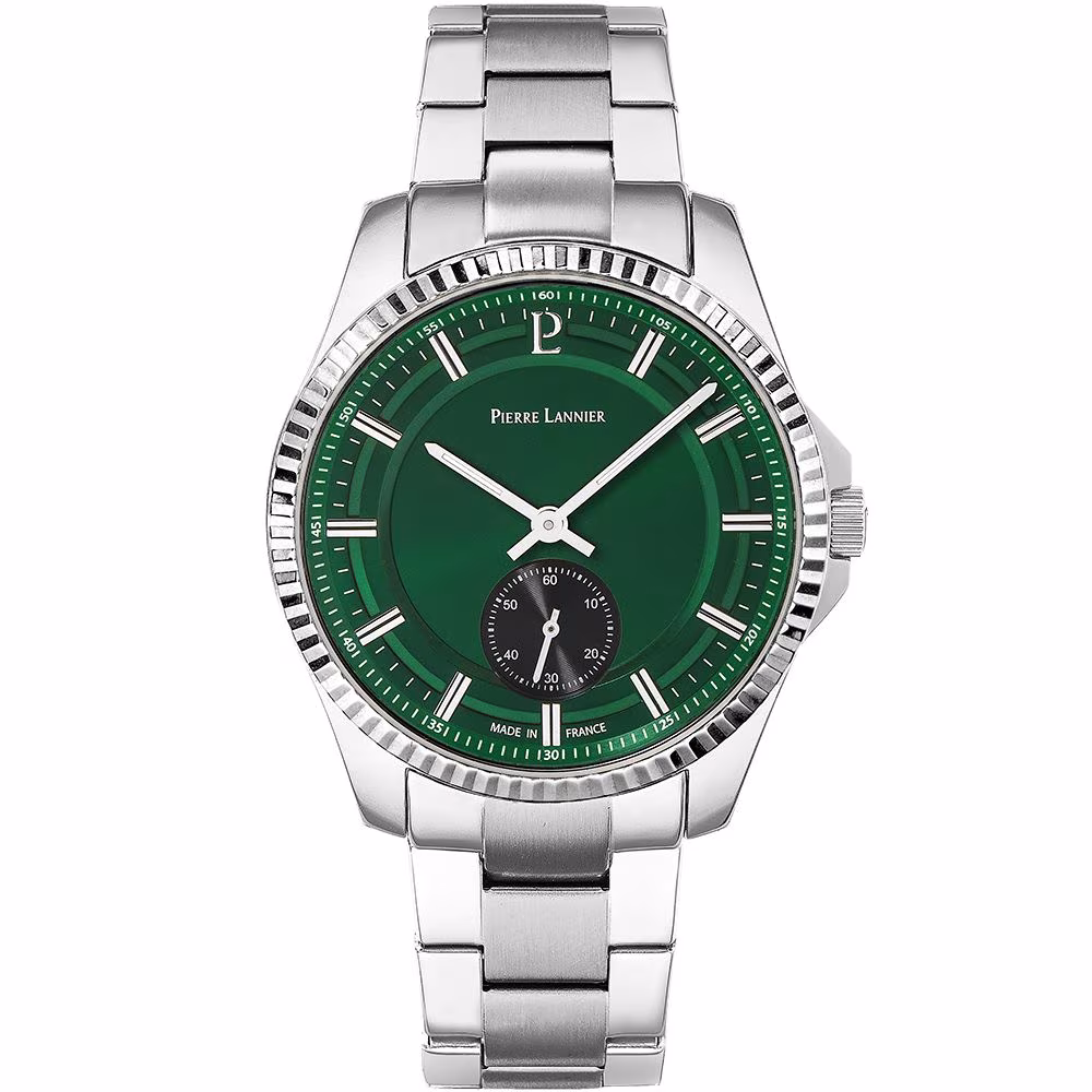 Montre homme Pierre Lannier Metropolitan acier, cadran vert