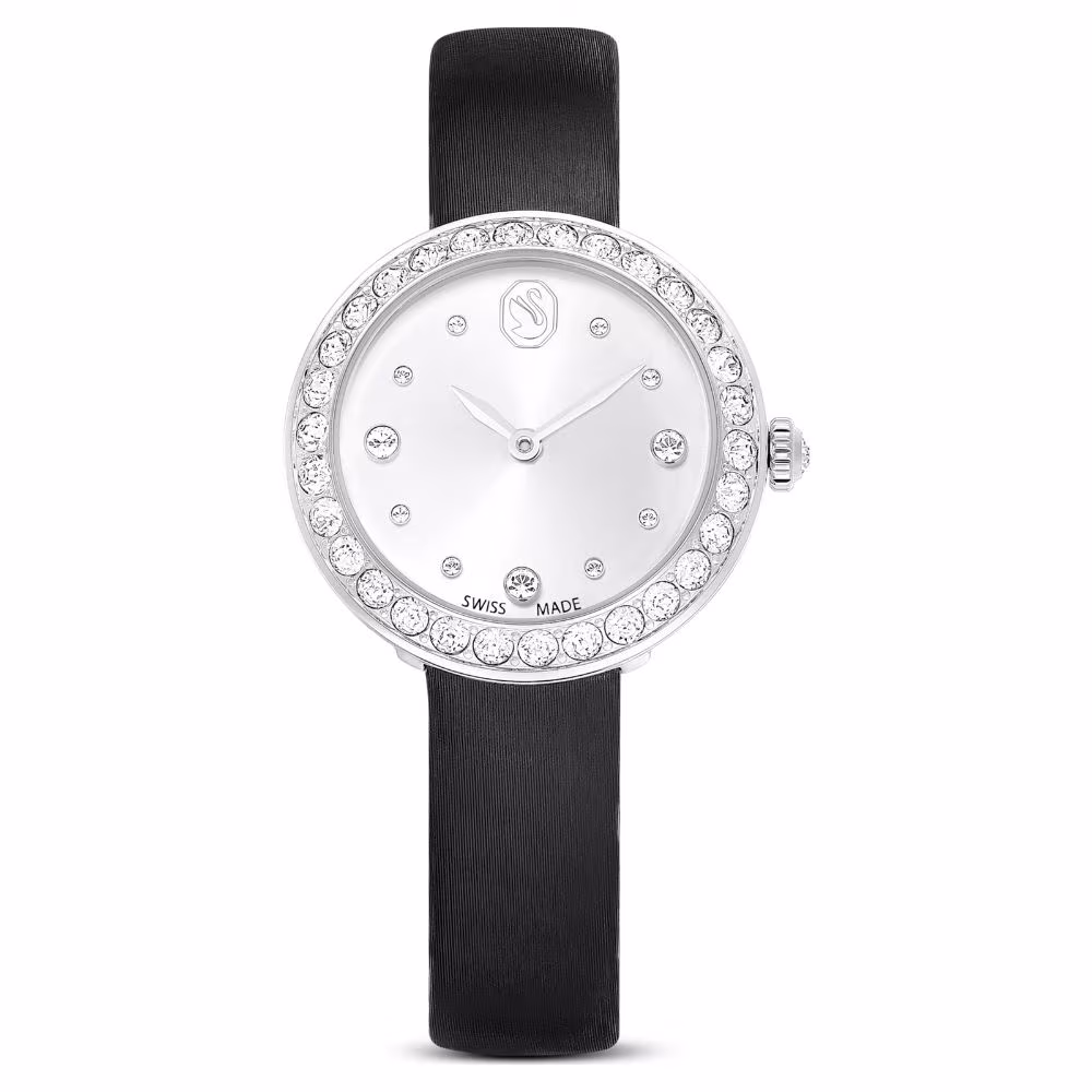 Montre Swarovski Matrix Tennis, cadran gris, bracelet cuir noir