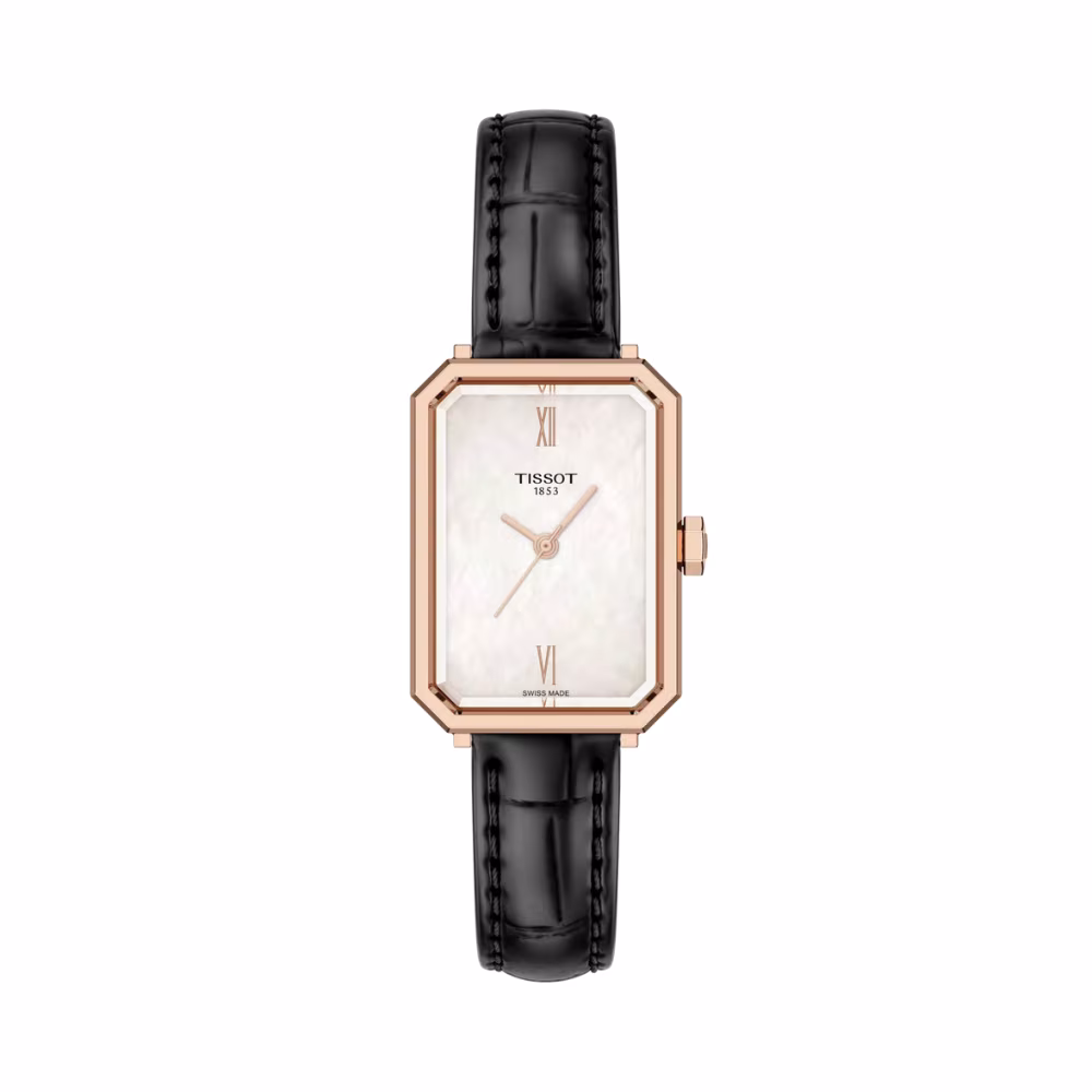 Montre Tissot SRV femme, cadran nacre, cuir noir