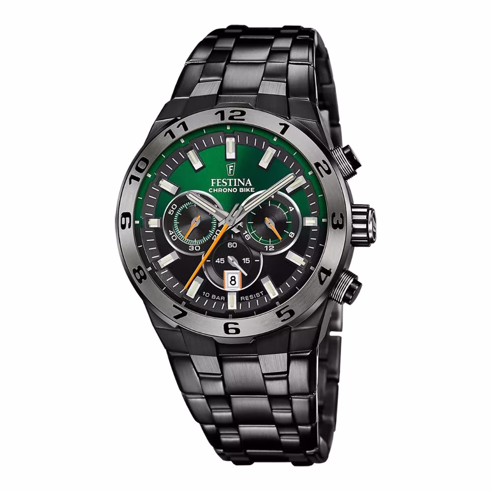 Coffret spécial Festina Chrono Bike, vert, acier noir