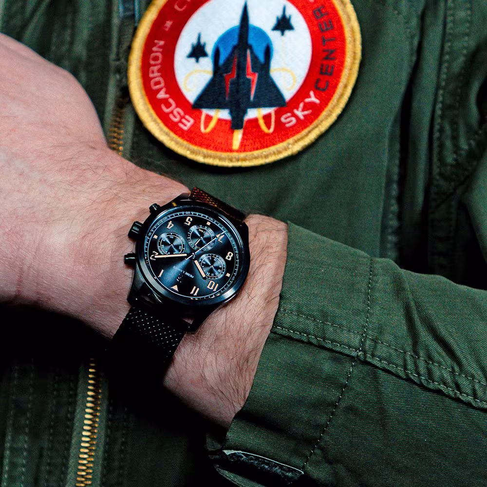 Montre Pierre Lannier Aviateur multifonctions, noire – Image 3