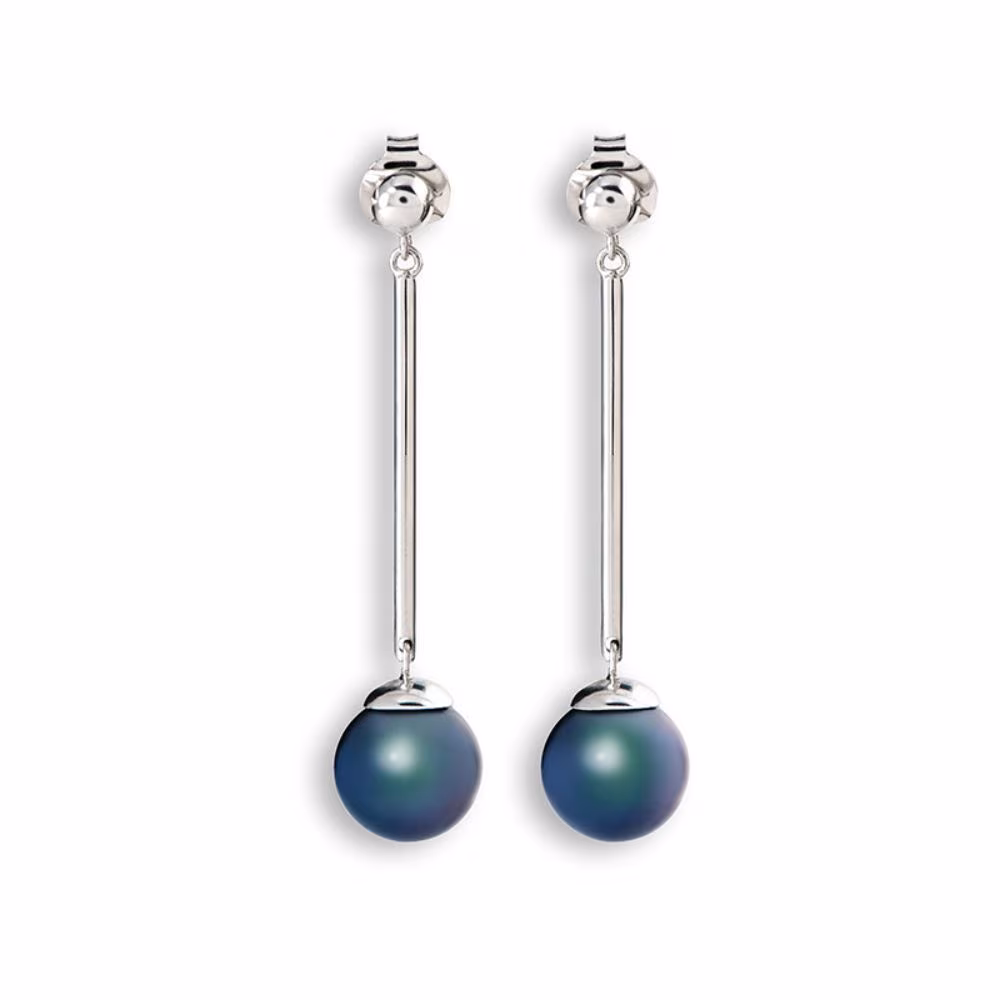 Longues Boucles Iza-B Epure Argent & Perles De Tahiti