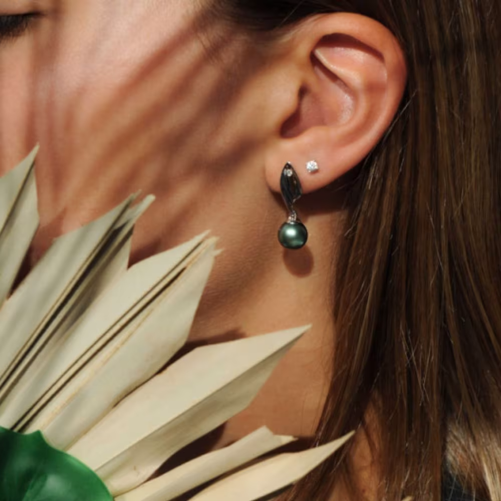 Pendants d’Oreilles Iza-B Lagune Argent & Perles De Tahiti – Image 3