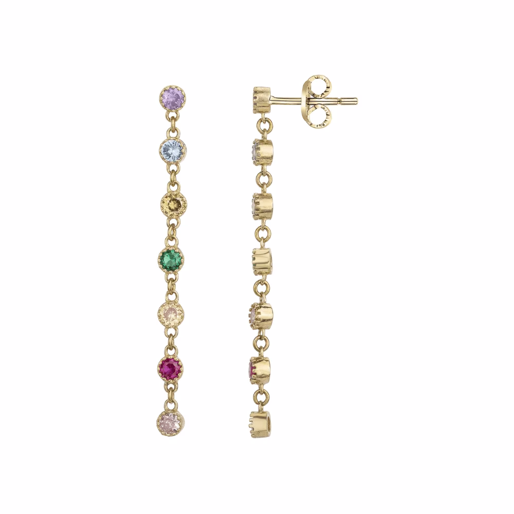 Pendants d&rsquo;Oreilles Plaqué Or et Oxydes Multicolores