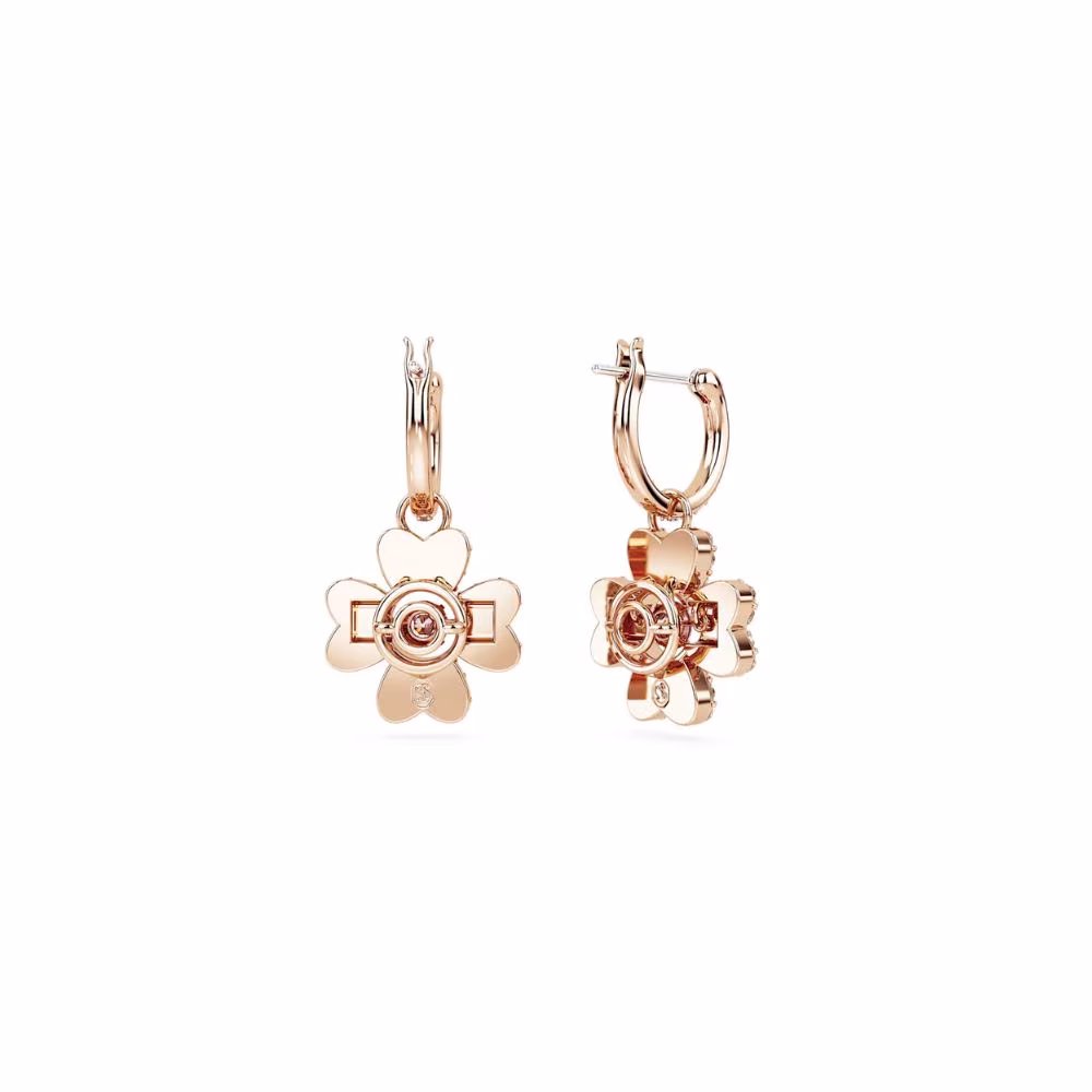 Pendantes d’Oreilles Swarovski Trèfle Idyllia, rose, blanc – Image 5