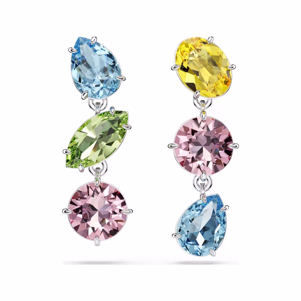 Pendants d’oreilles Swarovski Gema, rhodiés, multicolores 5692406