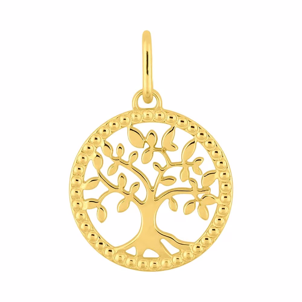 Pendentif Arbre de Vie Ajouré Perlé Or Jaune