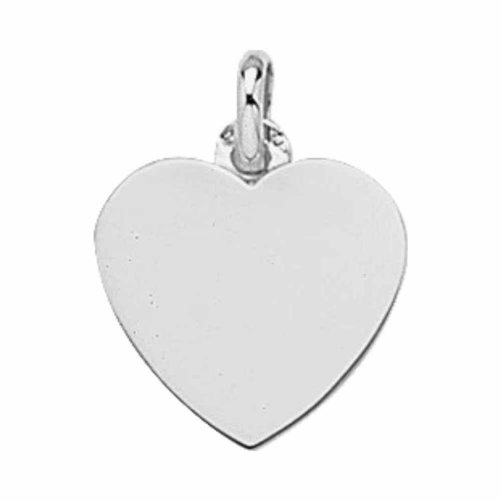 Pendentif Coeur A Graver Or Blanc
