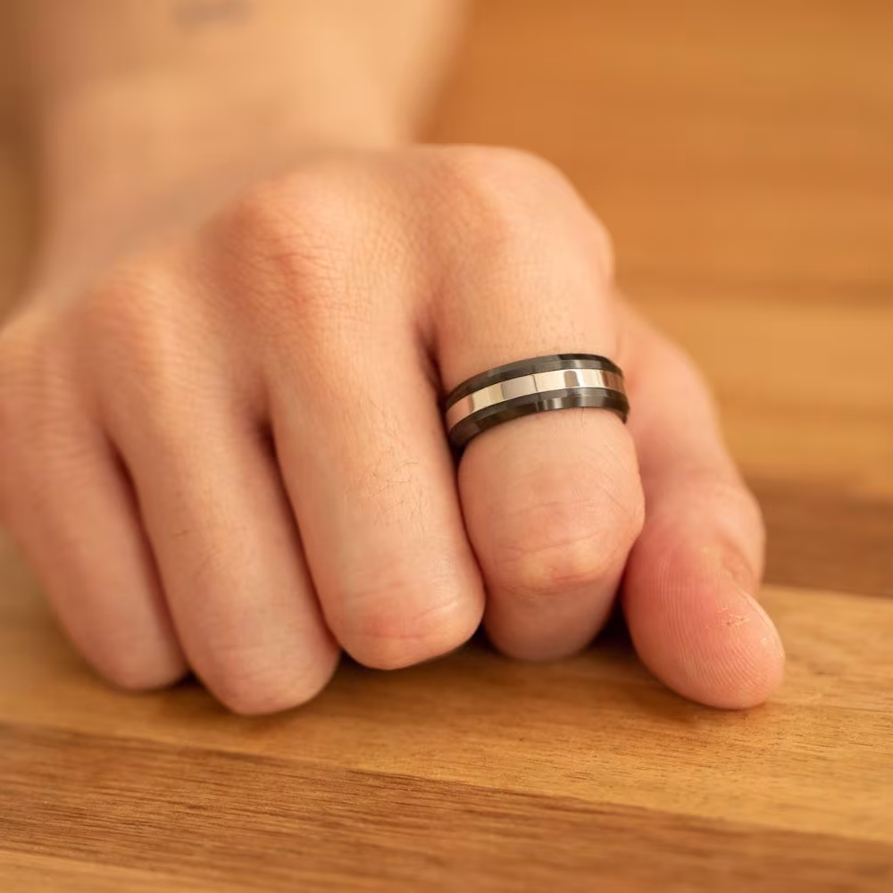 Bague Phebus Robin Céramique Noire & Acier – Image 4