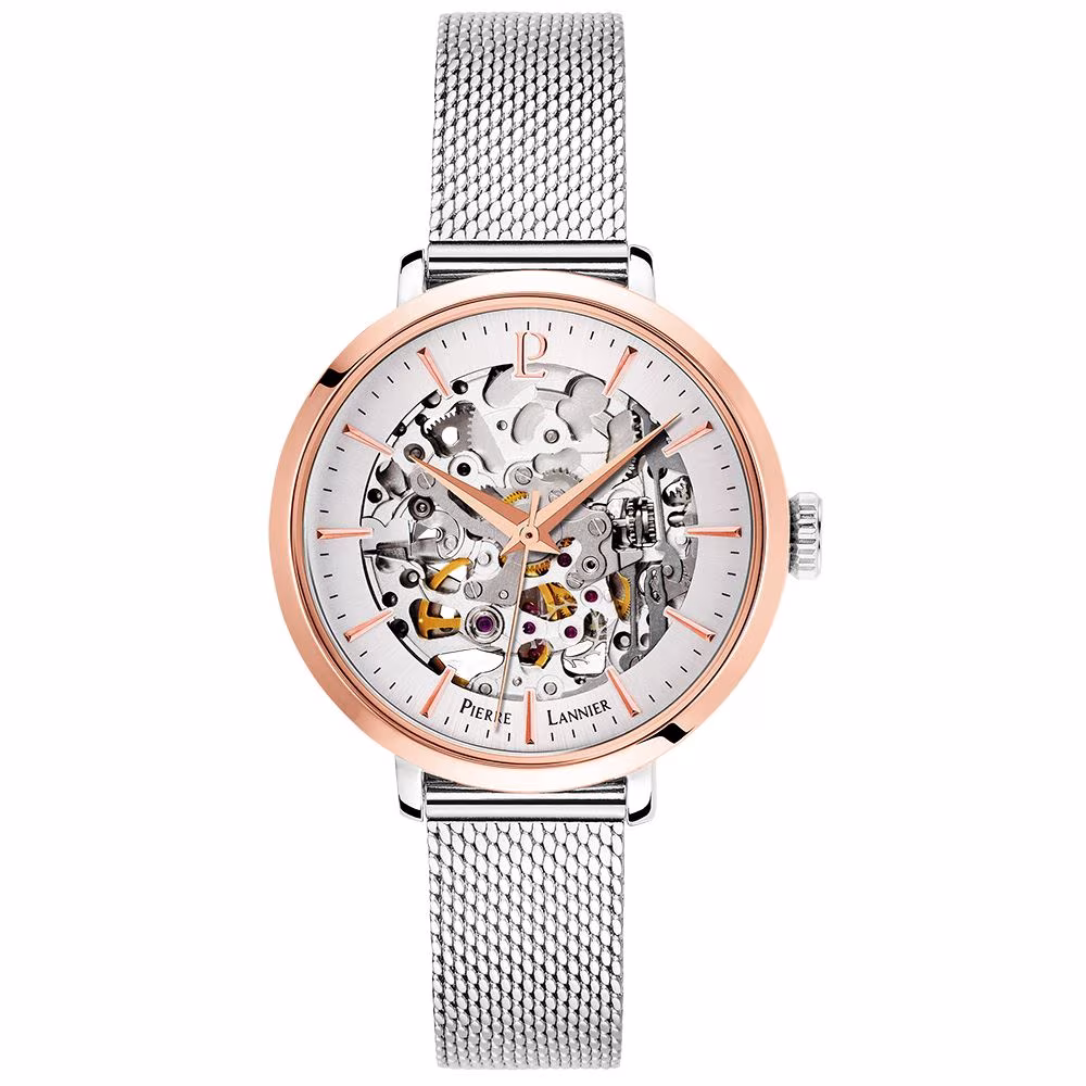Montre femme Pierre Lannier Automatic, acier bicoore rose