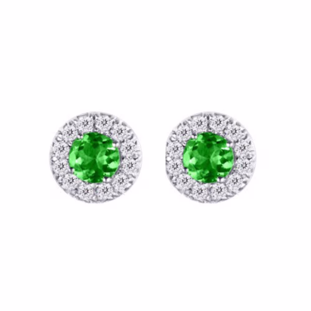Puces d&rsquo;oreilles Garel Versailles, tsavorites et diamants, or blanc