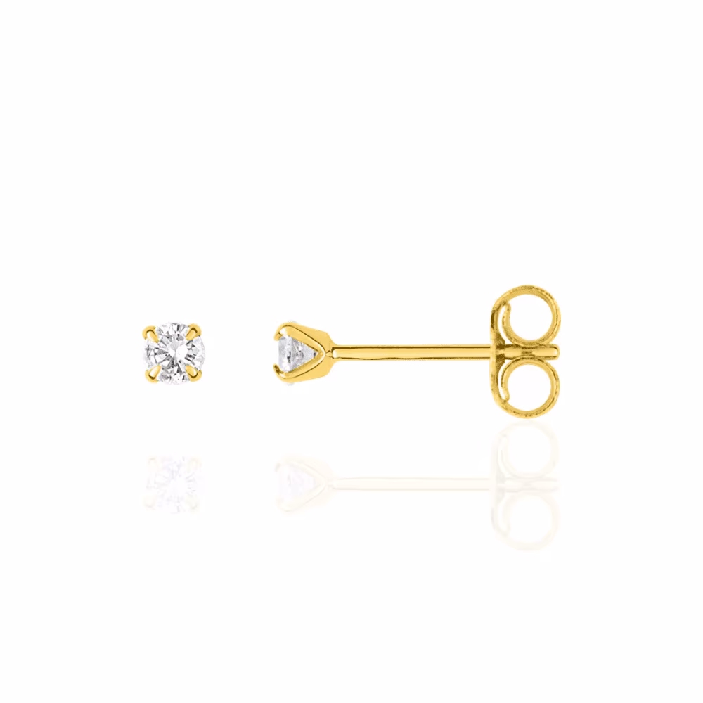 Puces d&rsquo;Oreilles Oxydes de Zirconium Or Jaune