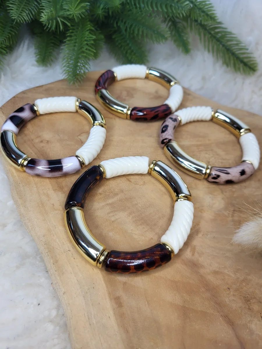 Bracelet léopard élastique acrylique – Image 3