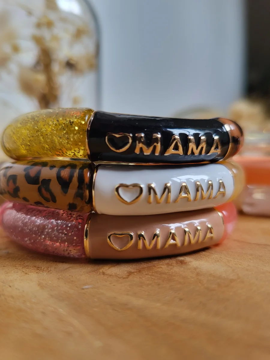 Bracelet Mama glitter léopard fait main – Cadeau original fête des mères ou naissance