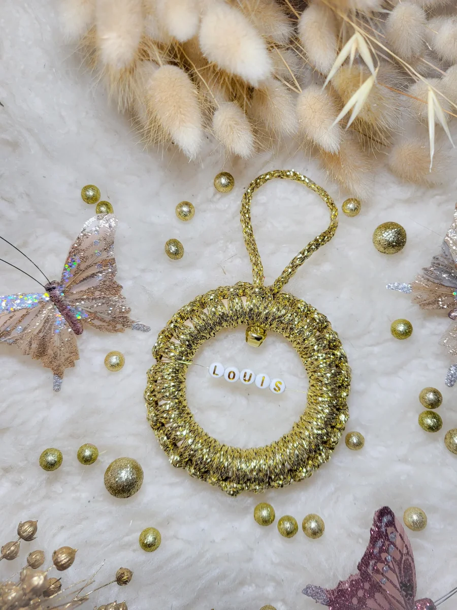 Ornement de sapin de Noël en macramé personnalisé prénom en perles lettres – Image 6