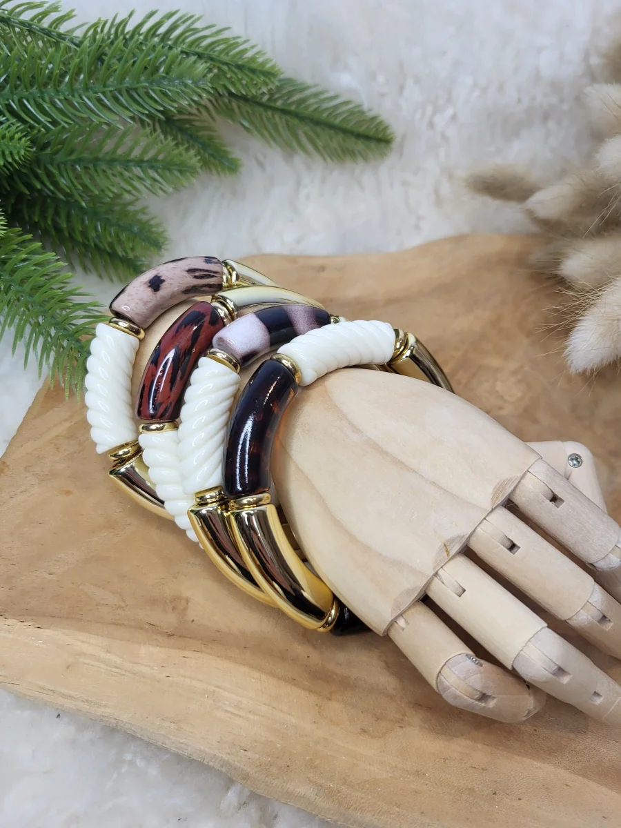 Bracelet léopard élastique acrylique – Image 4