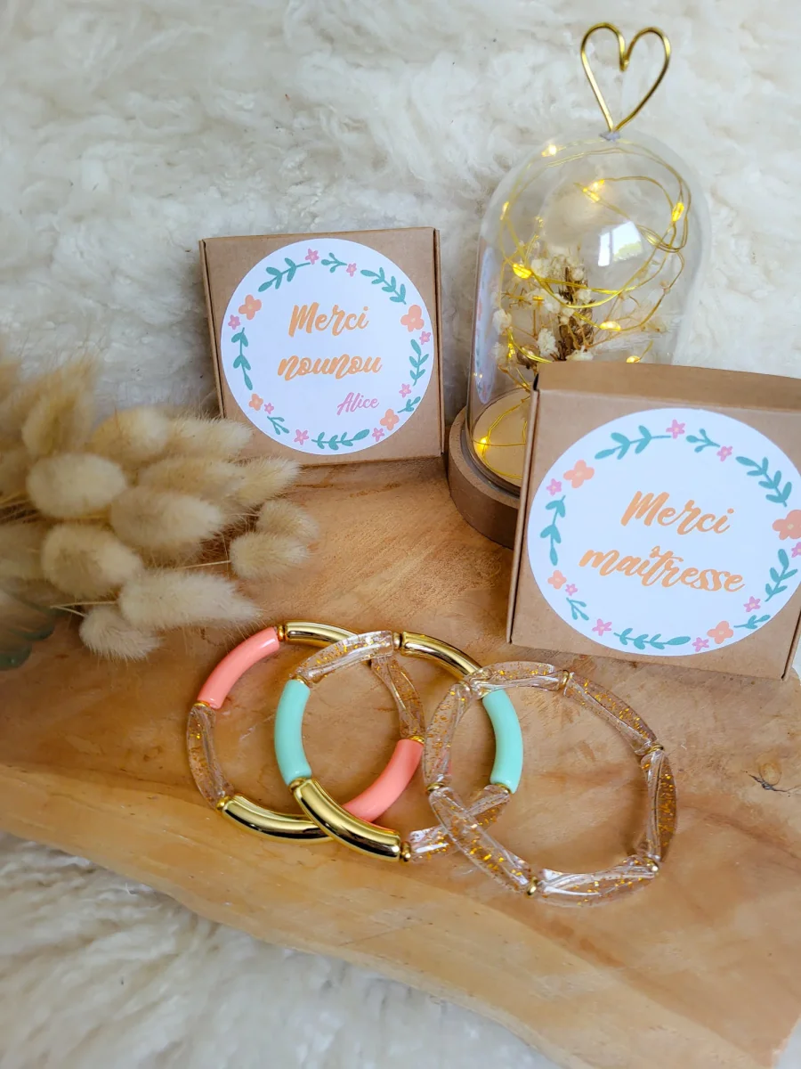 Bracelet perles cadeau maîtresse fin d’année – 3 modèles & boîte personnalisée – Image 9