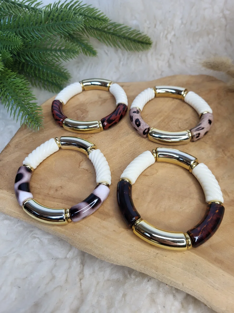 Bracelet léopard élastique acrylique – Image 6