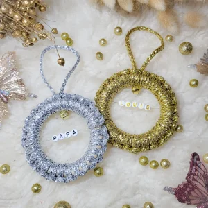 Ornement de sapin de Noël en macramé personnalisé prénom en perles lettres