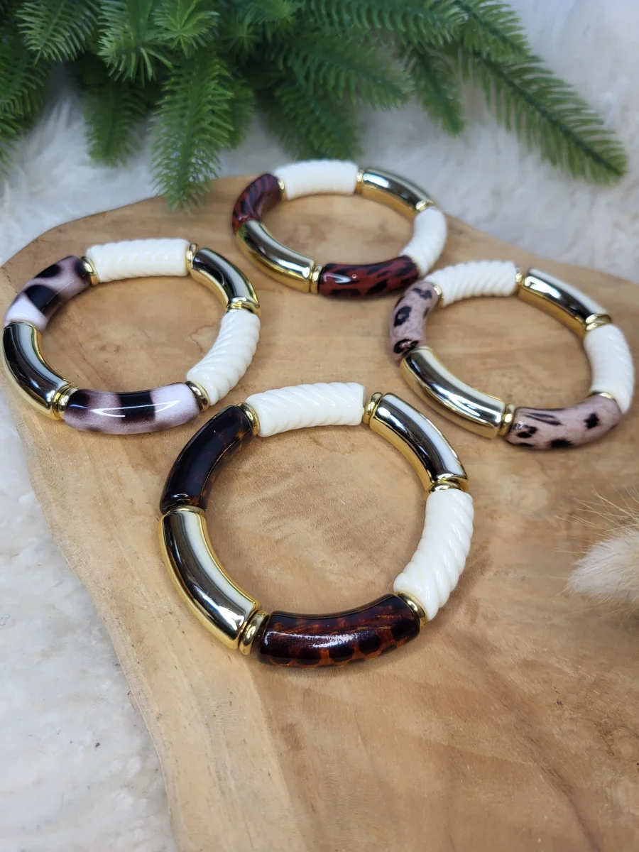 Bracelet léopard élastique acrylique – Image 9