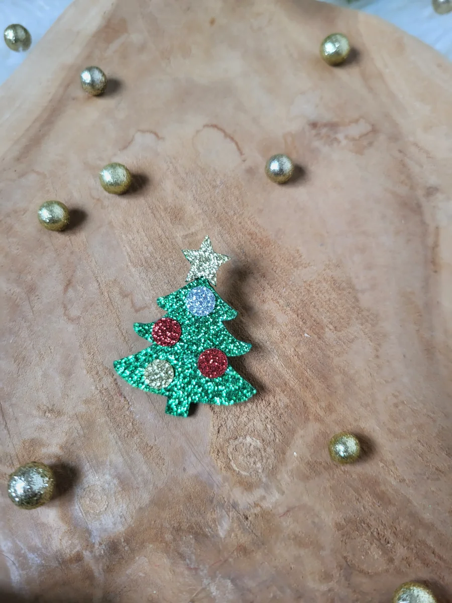 Broche sapin de Noël à paillettes girly pour femme ou fille – Image 3