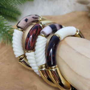 Bracelet léopard élastique acrylique