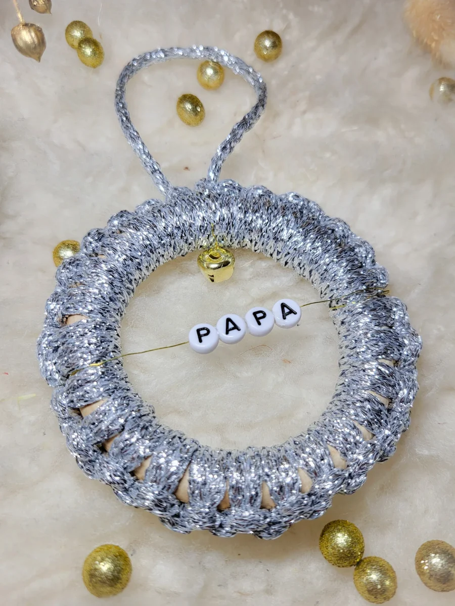 Ornement de sapin de Noël en macramé personnalisé prénom en perles lettres – Image 4
