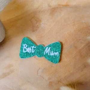 Broche noeud papillon paillettes personnalisable fait main cadeau témoin marraine femme fête des mères anniversaire EVJF