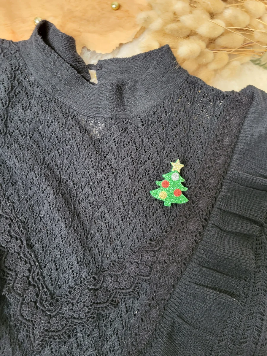Broche sapin de Noël à paillettes girly pour femme ou fille – Image 7