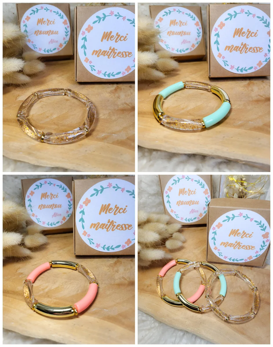 Bracelet perles cadeau maîtresse fin d’année – 3 modèles & boîte personnalisée – Image 7