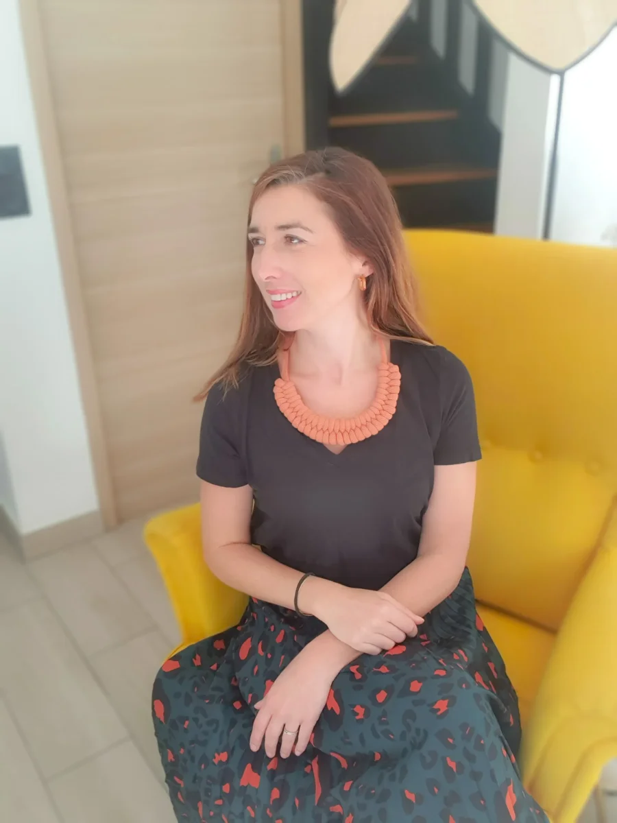 Collier corde coton noué épais plastron, bijou fantaisie, idée cadeau tendance macramé fait main noeud marin terracotta – Image 4