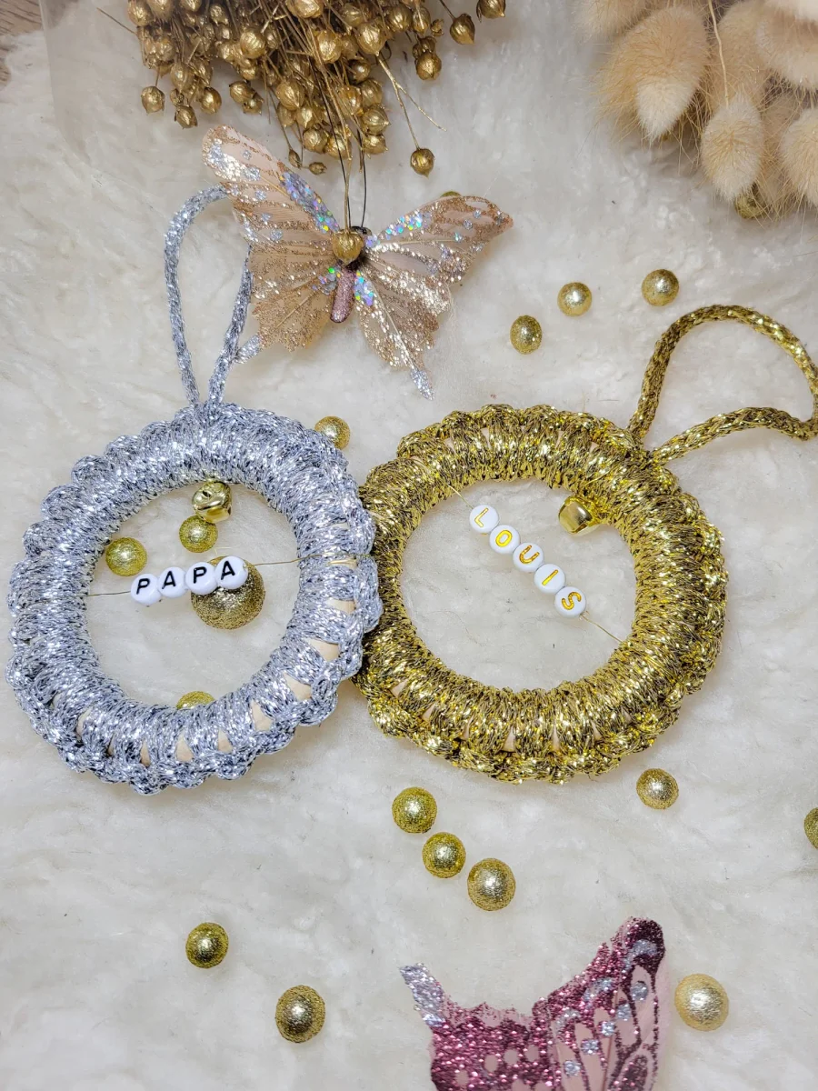 Ornement de sapin de Noël en macramé personnalisé prénom en perles lettres – Image 8