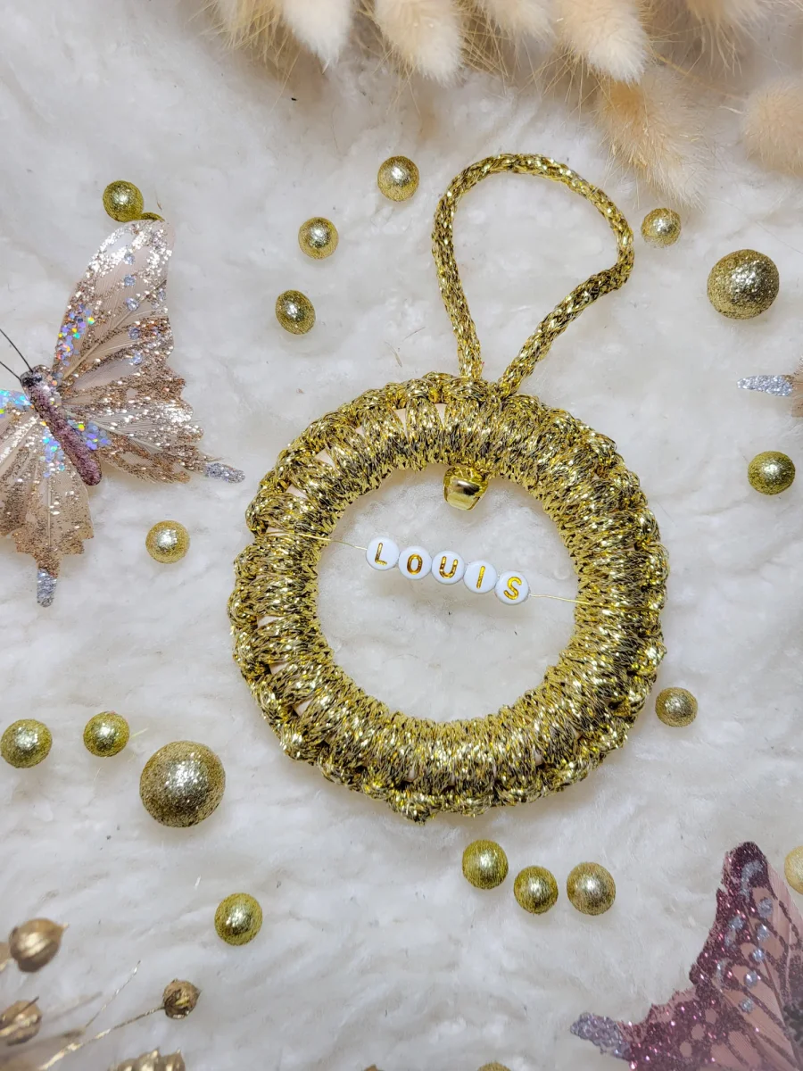 Ornement de sapin de Noël en macramé personnalisé prénom en perles lettres – Image 9
