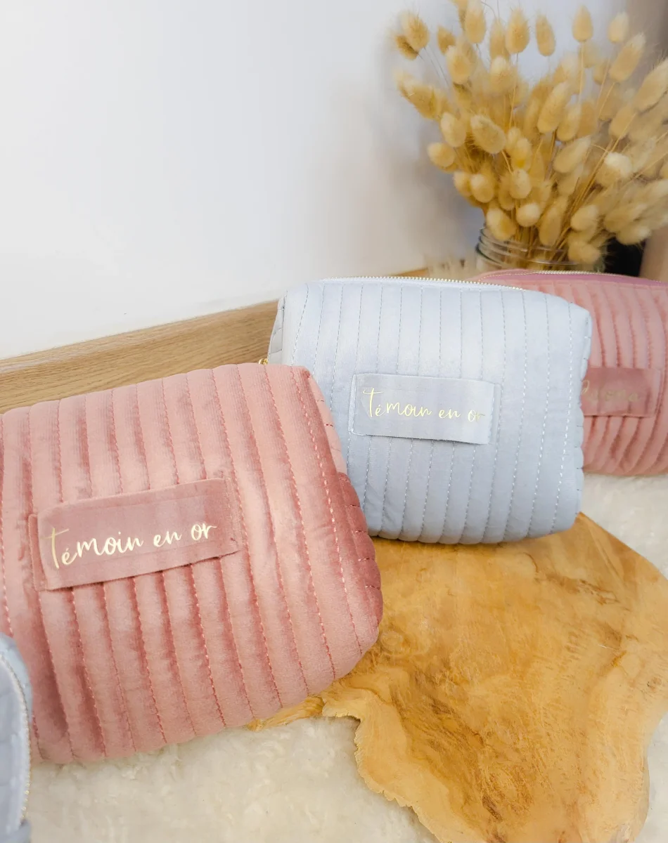 Trousse maquillage velours cadeau personnalisé demoiselle d'honneur mariage Cadeau d'anniversaire femme marraine maman anniversaire EVJF – Image 3