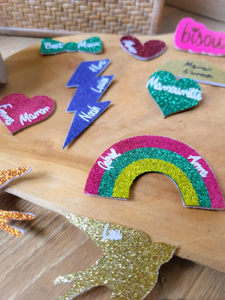 Broche arc en ciel paillette personnalisable fait main cadeau témoin marraine femme fête des mères anniversaire EVJF – Image 4