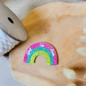 Broche arc en ciel paillette personnalisable fait main cadeau témoin marraine femme fête des mères anniversaire EVJF